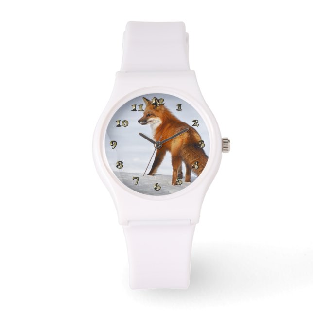 Red Fox i Winter Snö Armbandsur (Framsida)