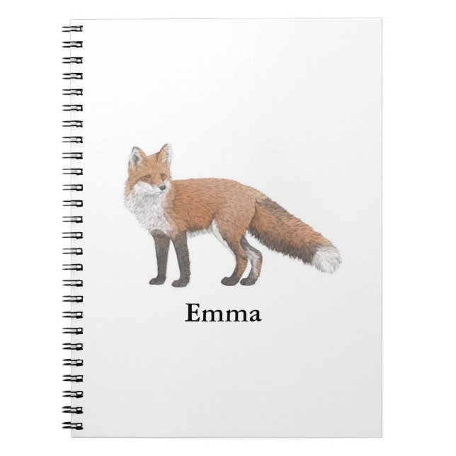 Red Fox Illustration Spiral Bound Notebook Anteckningsbok (Framsidan)