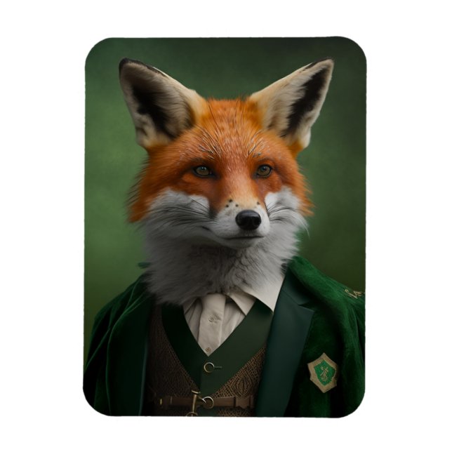 Red Fox in a Green St. Patrick's Day Suit Magnet (Vertikal)