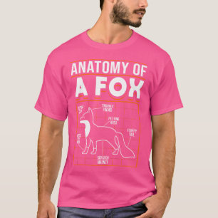 Red Fox Kawaii Anatomy of a Fox T Shirt