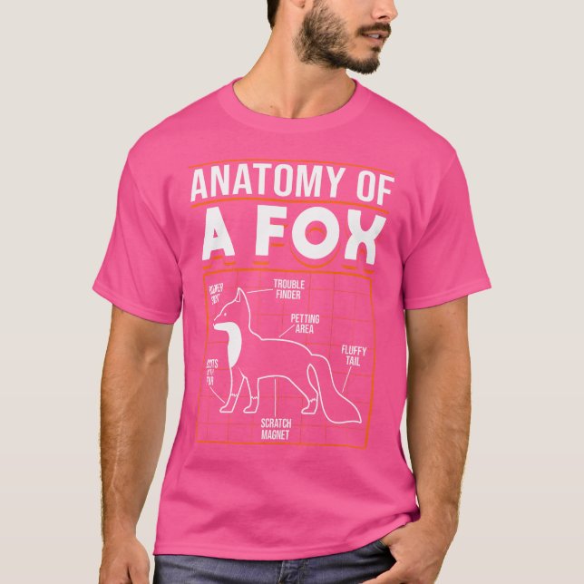Red Fox Kawaii Anatomy of a Fox T Shirt (Framsida)