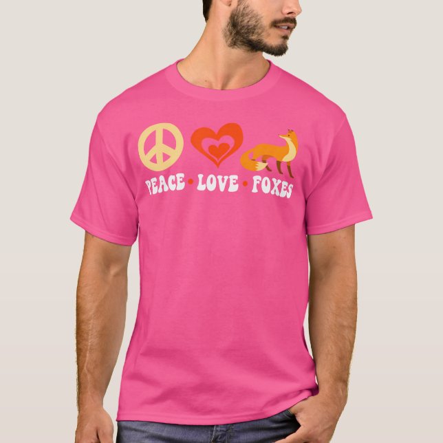 Red Fox Kawaii Peace Kärlek Foxes T Shirt (Framsida)