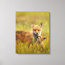 Red Fox Kit Tittar upp till Kanvastrycket Momma Vi Canvastryck