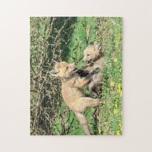 Red Fox Kits Spela Pussel (Vertikal)