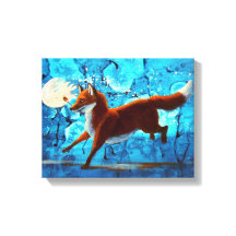 Red Fox Kitsune Surreal Fantasy på Blue