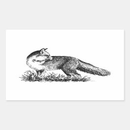Red Fox (konst) Rektangulärt Klistermärke