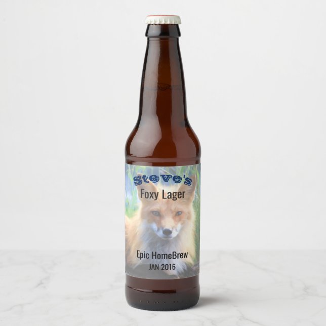 Red Fox Lager Homebrew Personlig Ölflaska Etikett (Framsida)