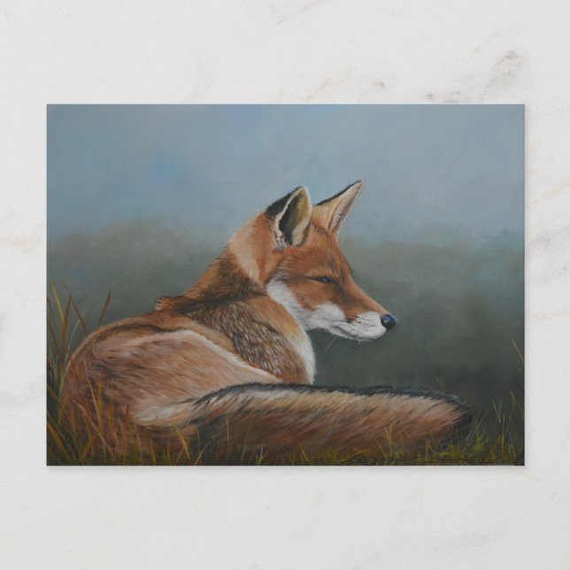 Red Fox Lay Low Animal Art-vykort Vykort (Framsida)