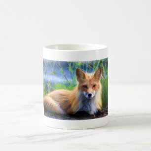 Red Fox Lutning i Grass Scenia Wildlife Kaffemugg
