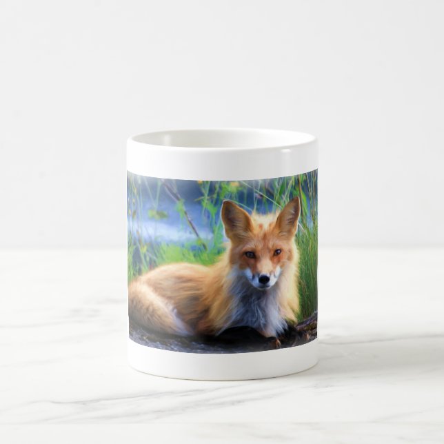 Red Fox Lutning i Grass Scenia Wildlife Kaffemugg (Center)