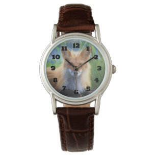 Red Fox Lutning i Grass Wildlife Image Armbandsur