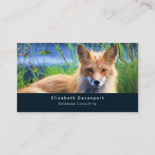 Red Fox Lutning i Grass Wildlife Image Visitkort