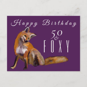 Red fox Lycklig 50 Birthday hälsning Vykort