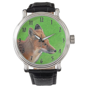 Red Fox-målning - Original Wildlife Art Armbandsur