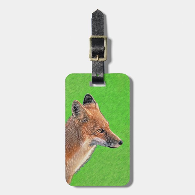 Red Fox-målning - Original Wildlife Art Bagagebricka (Vertikal Framsida)