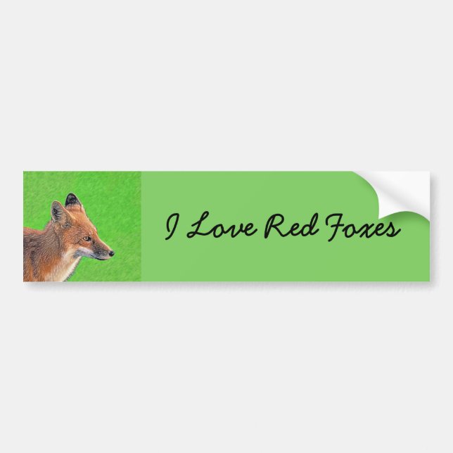Red Fox-målning - Original Wildlife Art Bildekal (Framsidan)