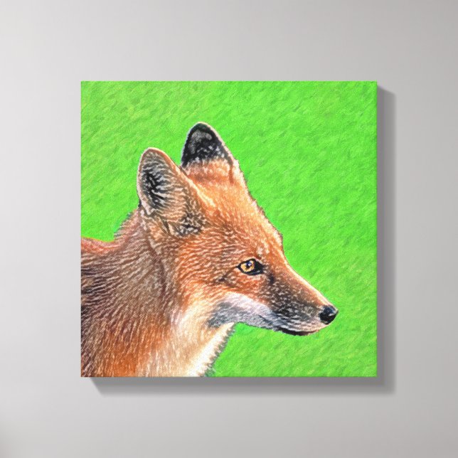 Red Fox-målning - Original Wildlife Art Canvastryck (Framsida)