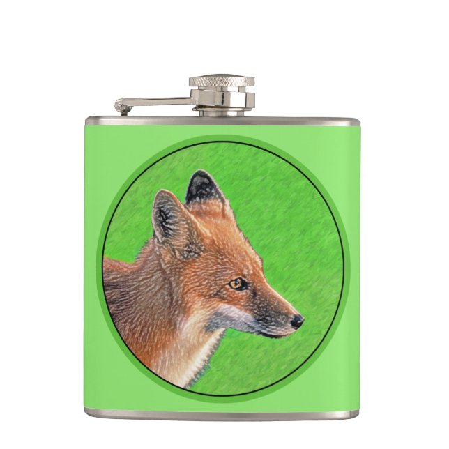 Red Fox-målning - Original Wildlife Art Fickplunta (Framsidan)