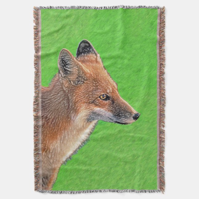 Red Fox-målning - Original Wildlife Art Filt (Framsidan Vertikal)