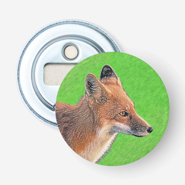 Red Fox-målning - Original Wildlife Art Flasköppnare (Framsidan)