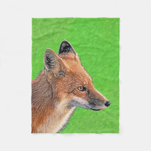 Red Fox-målning - Original Wildlife Art Fleecefilt