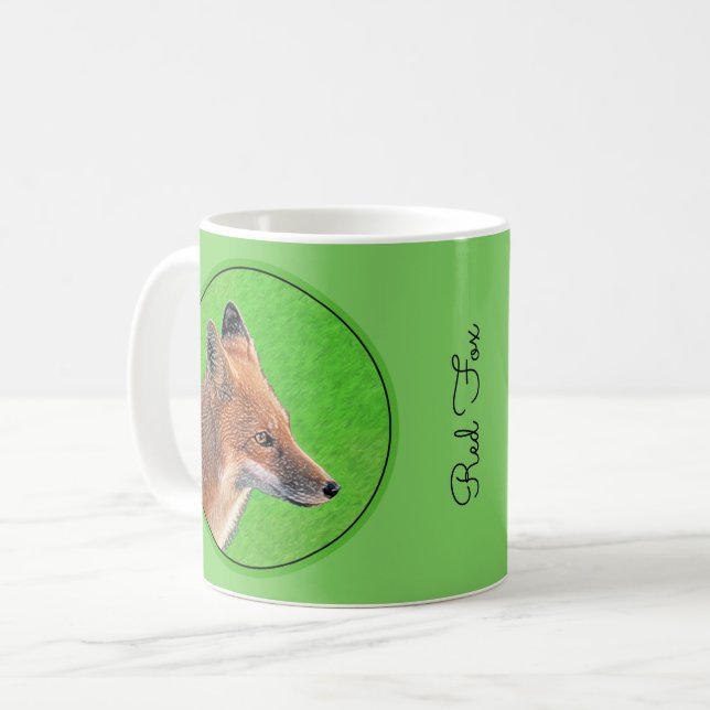 Red Fox-målning - Original Wildlife Art Kaffemugg (Framsida vänster)