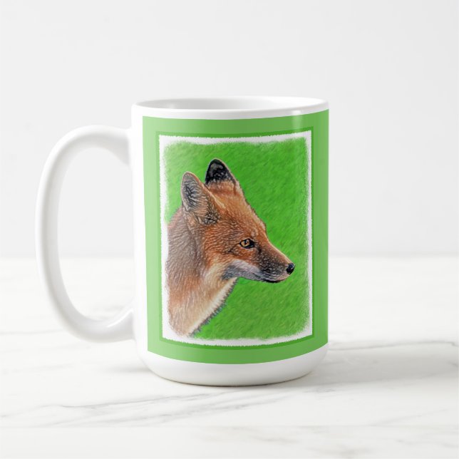Red Fox-målning - Original Wildlife Art Kaffemugg (Vänster)