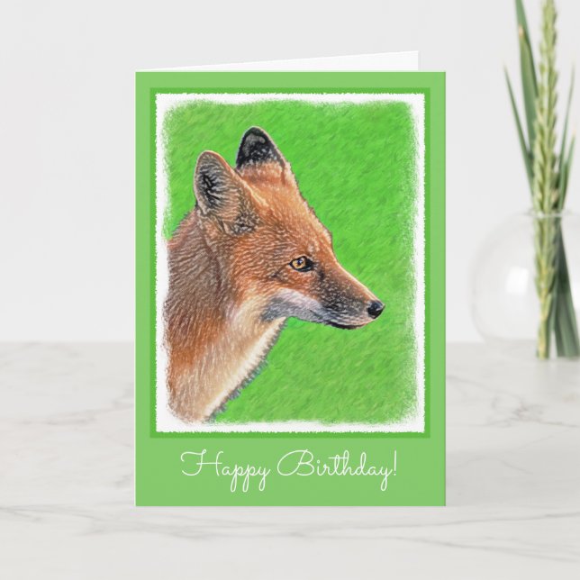 Red Fox-målning - Original Wildlife Art Kort (Framsida)