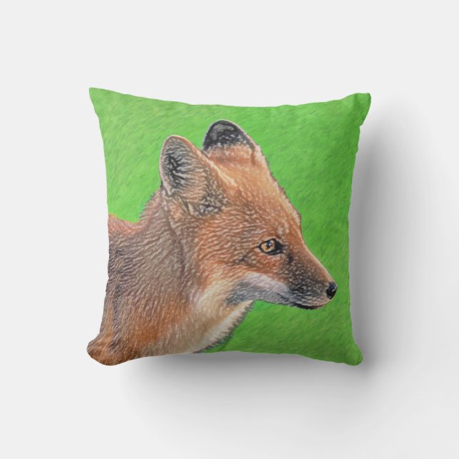 Red Fox-målning - Original Wildlife Art Kudde (Framsida)