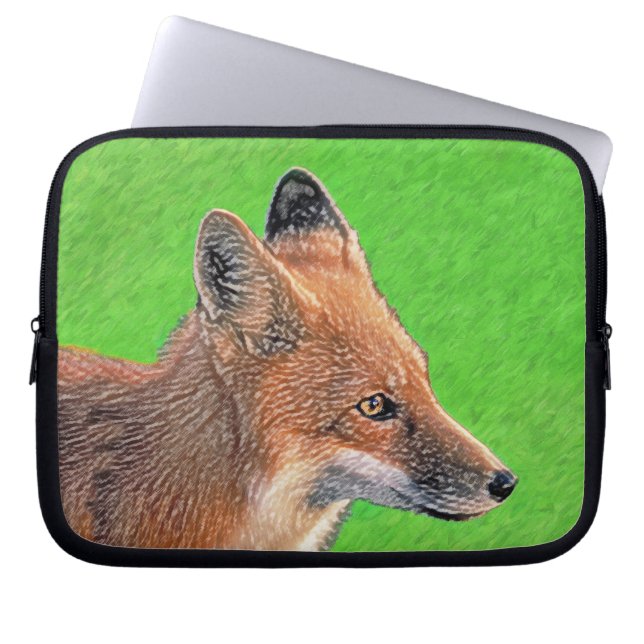 Red Fox-målning - Original Wildlife Art Laptop Fodral (Framsidan)