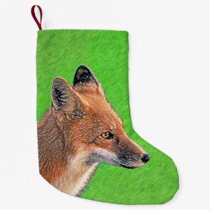 Red Fox-målning - Original Wildlife Art Liten Julstrumpa