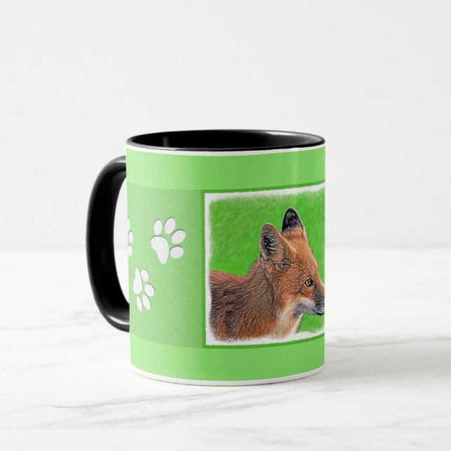 Red Fox-målning - Original Wildlife Art Mugg (Framsida vänster)
