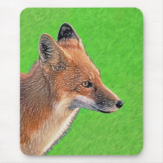 Red Fox-målning - Original Wildlife Art Musmatta (Framsidan)