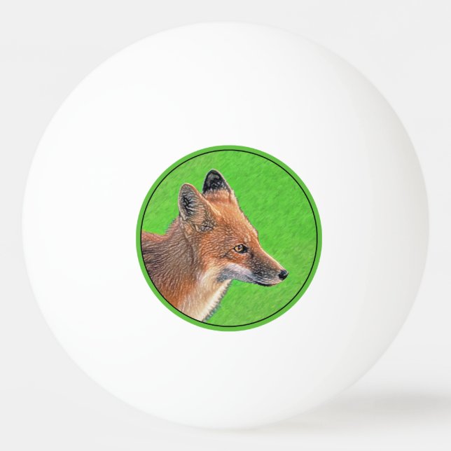 Red Fox-målning - Original Wildlife Art Pingisboll (Framsidan)