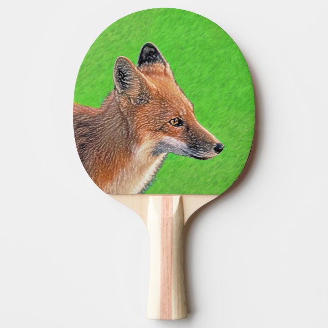 Red Fox-målning - Original Wildlife Art Pingisracket (Framsidan)
