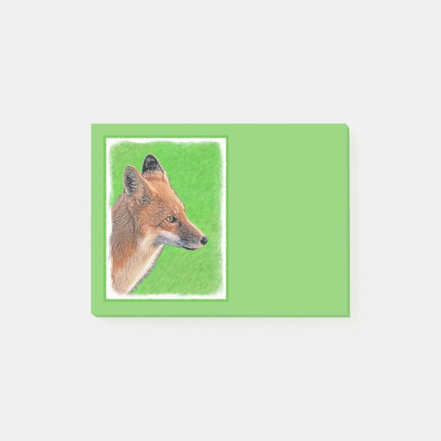 Red Fox-målning - Original Wildlife Art Post-it Block (Framsida)
