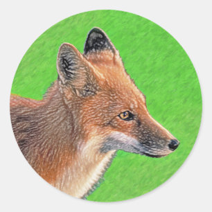 Red Fox-målning - Original Wildlife Art Runt Klistermärke