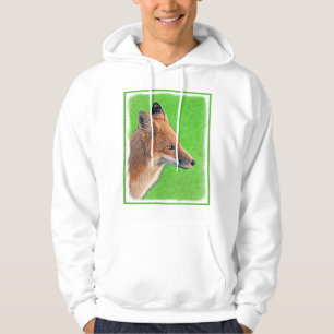 Red Fox-målning - Original Wildlife Art Sweatshirt Med Luva