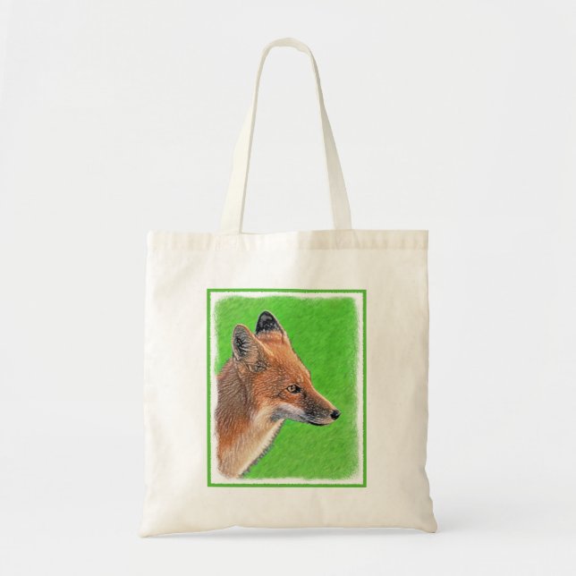 Red Fox-målning - Original Wildlife Art Tygkasse (Framsidan)