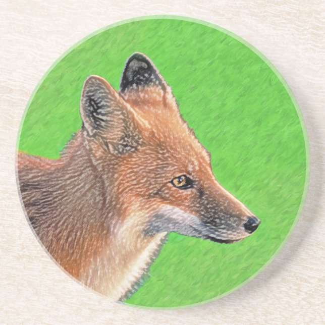 Red Fox-målning - Original Wildlife Art Underlägg (Framsidan)