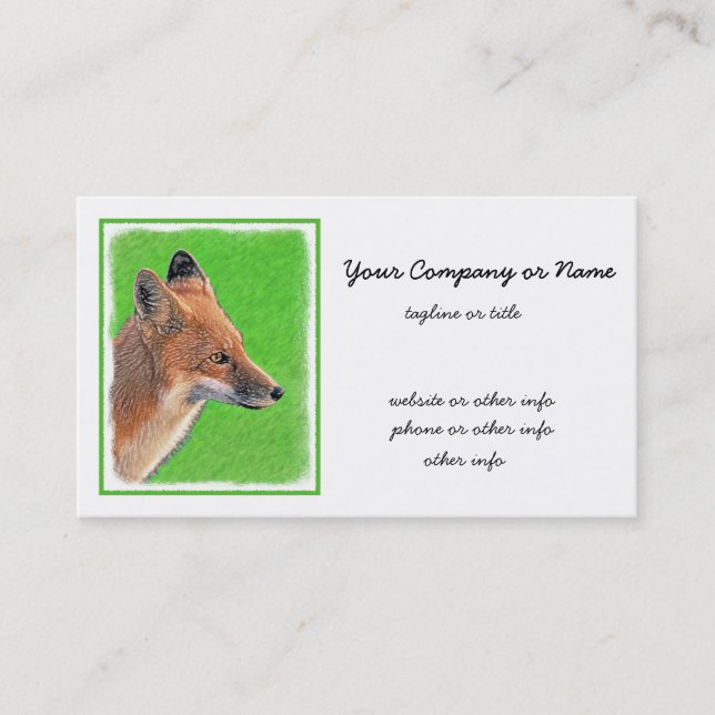 Red Fox-målning - Original Wildlife Art Visitkort (Framsida)