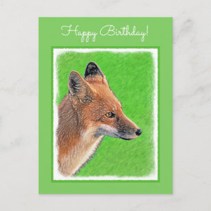 Red Fox-målning - Original Wildlife Art Vykort