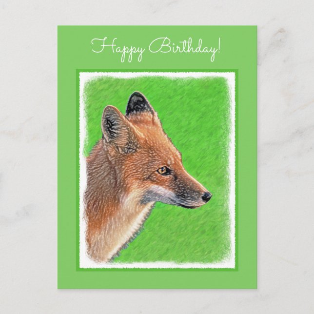 Red Fox-målning - Original Wildlife Art Vykort (Framsida)