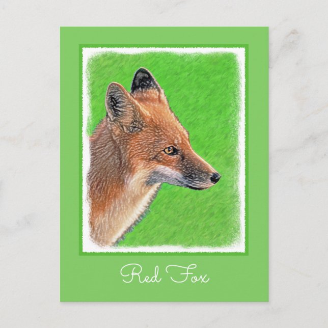Red Fox-målning - Original Wildlife Art Vykort (Framsida)