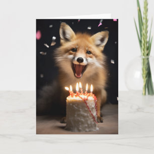 Red Fox med födelsedagskummel - kort