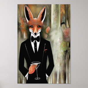 Red Fox med Martini Poster