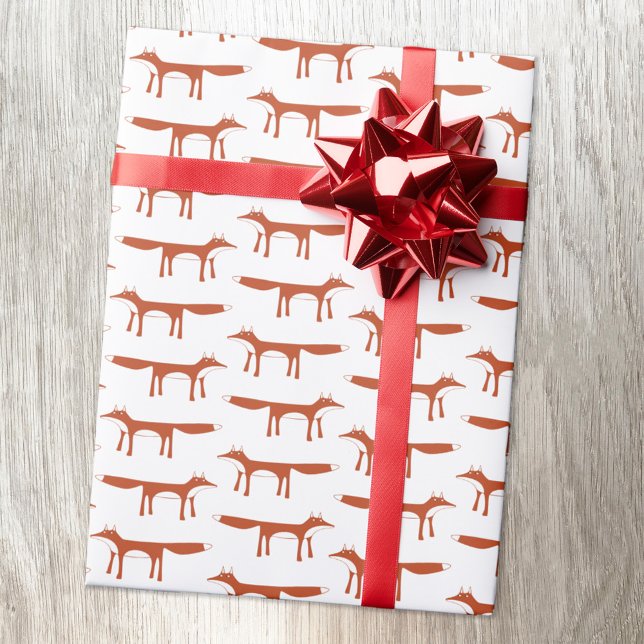 Red Fox Mönster Wrapping Papper Presentpapper (Red fox pattern gift wrap paper roll)