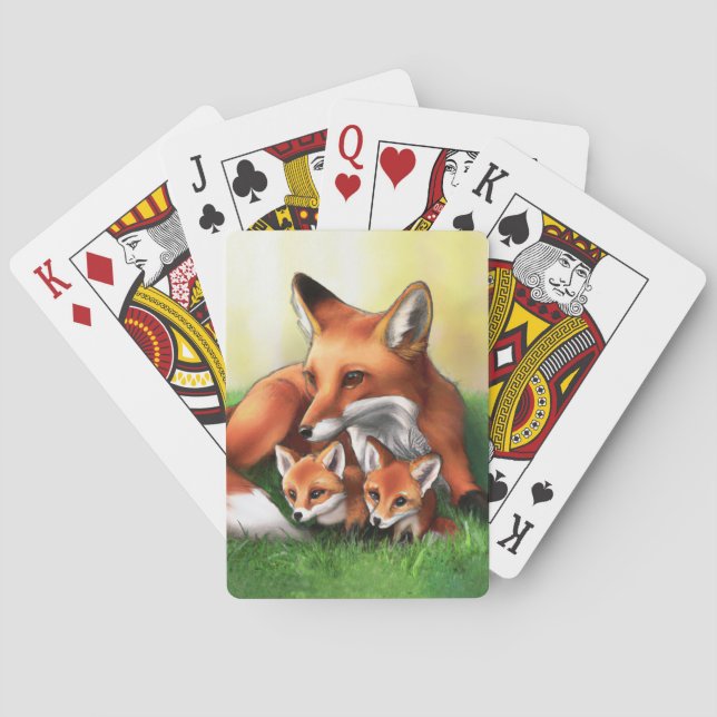 Red Fox Mor och Kits i Grass Casinokort (Baksidan)