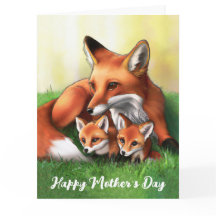 Red Fox Mor och Kits i Grass