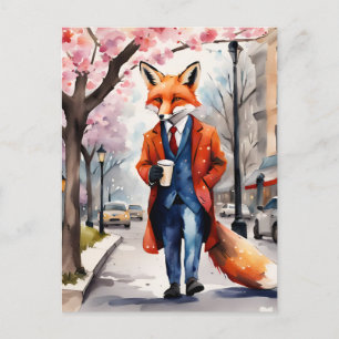 Red Fox Morgonkaffe Walk i Vår City Vykort